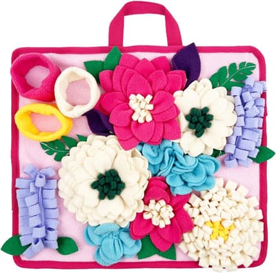 Snuffelmat Hond - Voedsel Training Tapijt - Mentale Stimulatie - Antislip Stabiliteit - 39 x 34 cm - Groen Roze