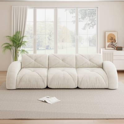MODFU Modulaire 3-Zits Bank - Frameloos En Antislip - Voor Woonkamer - Zachte Stof - Wit