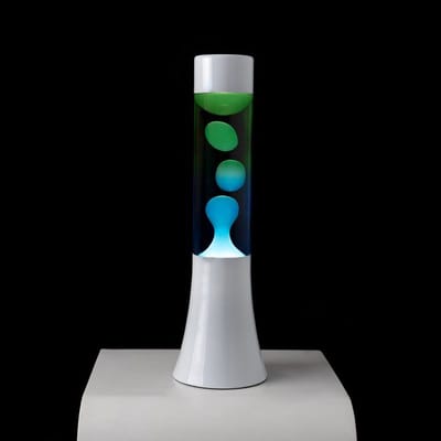 Fisura Design Lavalamp met Blauwe & Groene Lava - Zilver + Reservelamp