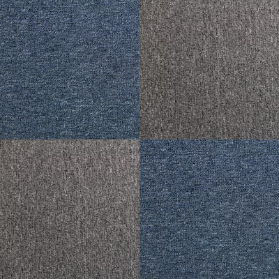 Tapijttegels - storm blauw en antraciet - 50x50cm - 40 stuks