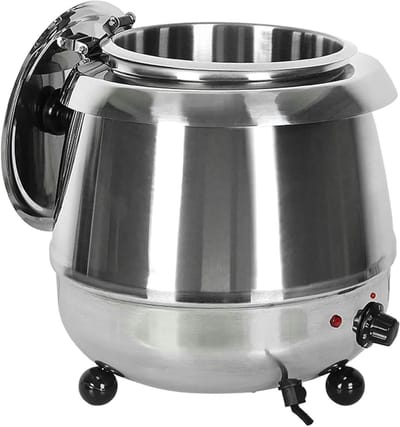 Commerciële Soepketelwarmer, Ronde Buffetservers En Warmhouders Met Scharnierend Deksel En Uitneembare Potinzet Voor Restaurants, Feesten, Buffetten En Catering,