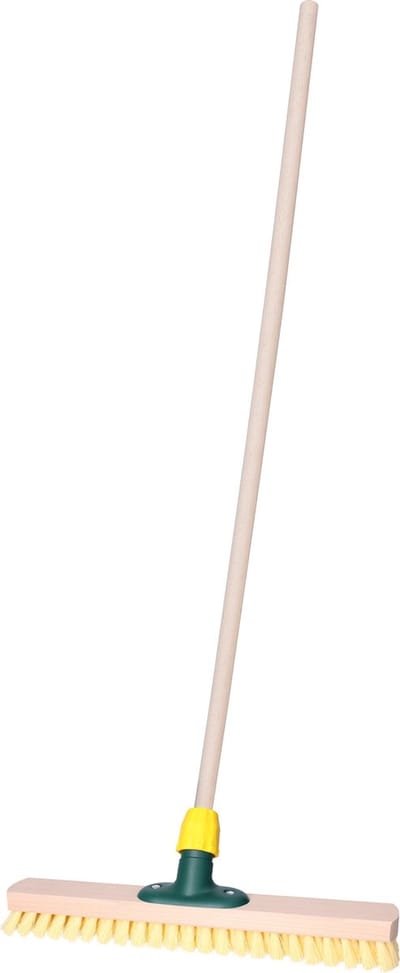 Brumag Luiwagen/schrobber Dirtmaster 40 cm - met houten steel 140 cm - schrobborstel - schoonmaakborstel - harde ondergronden
