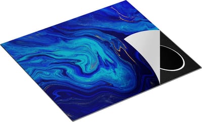 Chefcare Inductie Beschermer Abstracte Kunst - Blauw met Gouden Verf - 60x50 cm - Afdekplaat Inductie - Kookplaat Beschermer - Inductie Mat
