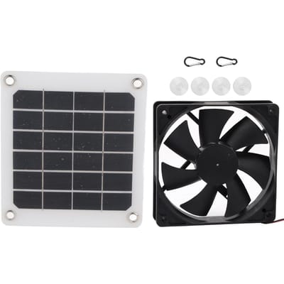 Ventilateur d'extraction solaire d'extérieur 6 V 10 W, chargement USB, pour serre, poulailler blanc