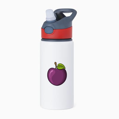Hacebo® - pruim waterfles met rietje rood - Fruitschaal - fruit liefhebbers - steenvrucht - gezond eten - water fles - 650ML