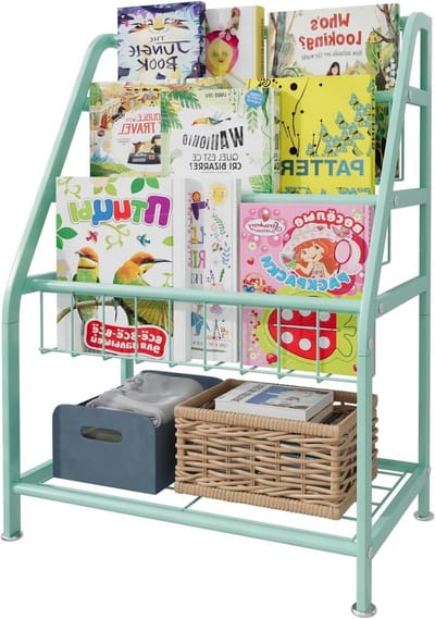 Kleine Boekenkast voor Kinderen - Boekenrek voor Speelgoed en Boeken - Ideaal voor Kinderkamer, Woonkamer en Studiekamer (Groen)