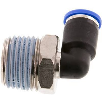 8mm x R1/2'' 90 graden L-verbinding Messing/PA 66 Insteekfitting Buitendraad Kort Draaibaar NBR [2 Stuks]