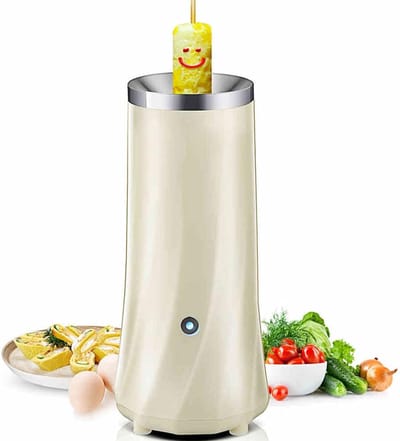 Automatische Egg Roll Maker - Elektrische Eierkoker & Omelet Machine - 360° Verwarming - RVS 304 - Inclusief Recepten & Reinigingsborstel - Wit/RVS