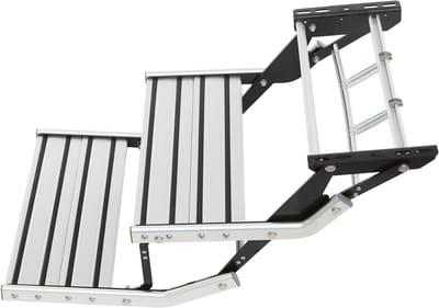 Dubbele Caravan Trede - Vouwtrap Camper - Veilig Instappen - Hoge Stabiliteit - 55 x 88 x 44 cm - Zilver