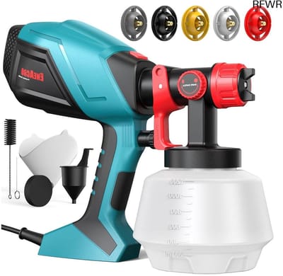 RFWR® Krachtig Elektrisch Verfspuitpistool 700W met 1200ml Reservoir en Verstelbare Instellingen voor Binnen en Buiten