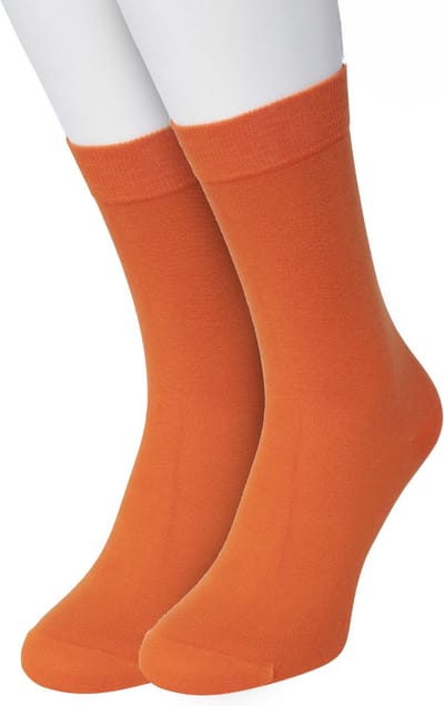 Bonnie Doon Basic Sokken Dames Oranje maat 36/42 - 2 paar - Basis Katoenen Sok - Gladde Naden - Brede Boord - Uitstekend Draagcomfort - Perfecte Pasvorm - 2-pack - Multipack - Effen - Orange - OL834222.305