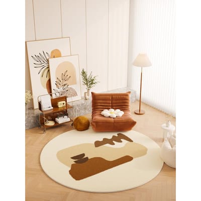 Franse Retro Woonkamer Decoratie Rond Tapijt Huis Anti-slip Tapijt Dikke Pluche Tapijten voor Slaapkamer Pluizig Zacht Kleedkamer Vloermat 80x80CM