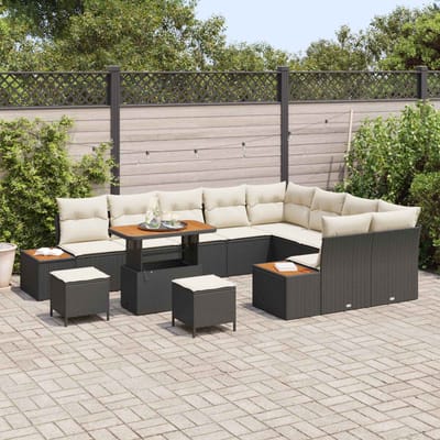 vidaXL - Tuinbank - Set - 12 - st - 11-Aantal - zitplaatsen - Zwart - en - Crème