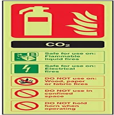 Oplichtend Brandblusser Schild CO2 Markering 100 x 280 mm Harde Kunststof