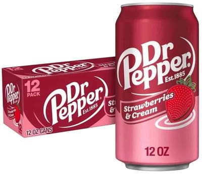 Dr. Pepper - Strawberries & Cream - Amerikaanse Frisdrank -12 blikken a 0,355L