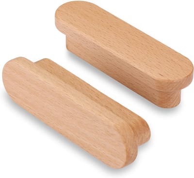 6 Stuks Houten Meubelhandgrepen, 64mm Gatafstand, Ideaal voor Keukenmeubels en Laden