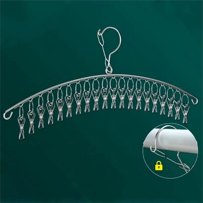 20 Haken Staal Kledingdroogrek Winddichte Kledingrek Clips Sok Wasmand Droogrek Hanger Ondergoed Sokken Houder 20