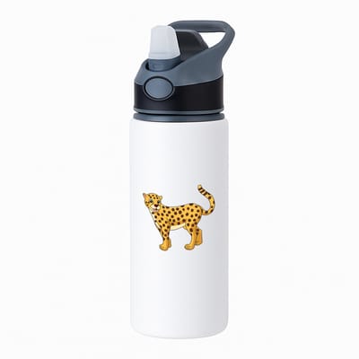 Hacebo® - Luipaard waterfles met rietje zwart - Katten - Dieren liefhebbers - Jaguar - jachtluipaard - cheeta - water fles - 650ML