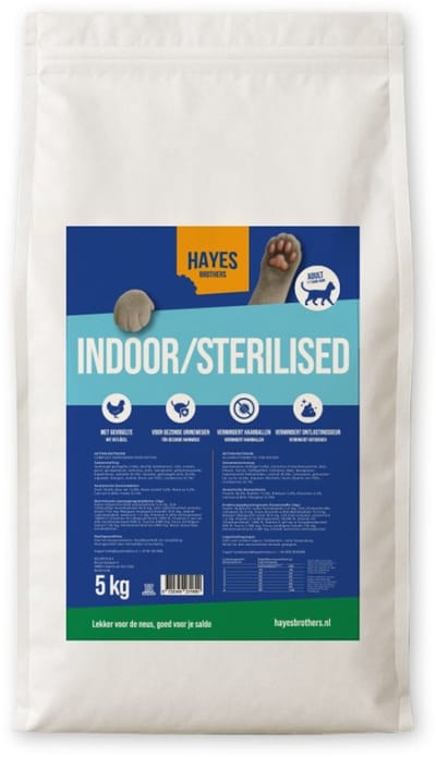 Hayes Brothers Indoor/Sterilised Kattenvoer 5kg – Droogvoer voor Binnen- en Gesteriliseerde Katten