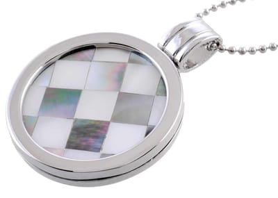 Behave - Lange muntenketting met schelp - Zilverkleurige ketting met witte en zwarte details
