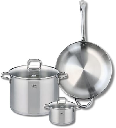 Set van 1 Koekenpan 32 cm en 2 kookpotten 14 en 26 cm Elo Profi Citrin