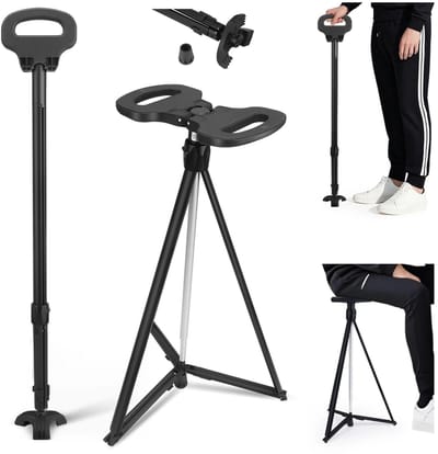 CINK Walk® Opvouwbare Wandelstok met Zitje – Verstelbare Wandelstok & Kruk in Één – Aluminium – Tot 150 kg – Voor Wandelen & Rustmomenten