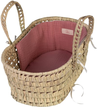 ASI DREAMS Poppen Accessoires - Poppen Draagmand Van Palmblad - Little Así Klein Roze