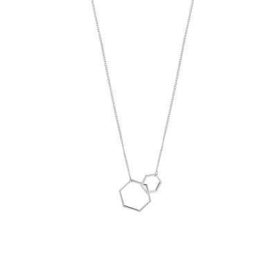 Zilver Plated Ketting met dubbele Hexagon