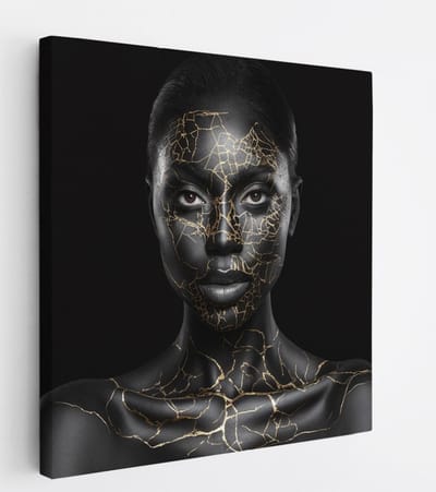 Saammp Canvas Schilderij - Vrouw - Zwart-Wit - abstract - 20x20 - Foto op canvas - Wanddecoratie - Muurdecoratie Woonkamer - Slaapkamer decoratie - Canvas Print