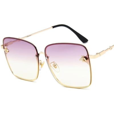Nieuwe Mode Oversized Randloos Vierkant Bijen Zonnebril UV400 Bescherming voor Dames Heren Gegradiente Lens