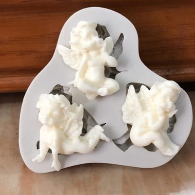 3 Gaats Baby Engel Vormige Siliconen Vorm Taartdecoratie Jongen Fondant Koekjes Gereedschap 3D Siliconen Snoepvorm white