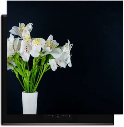 KitchenArt - White Whisper - Inductie Beschermer - 59x52 cm - Kookplaat Beschermer - Luxe Afdekplaat Inductieplaat - Anti-slip & Oprolbaar - Beschermmat Inductiekookplaat