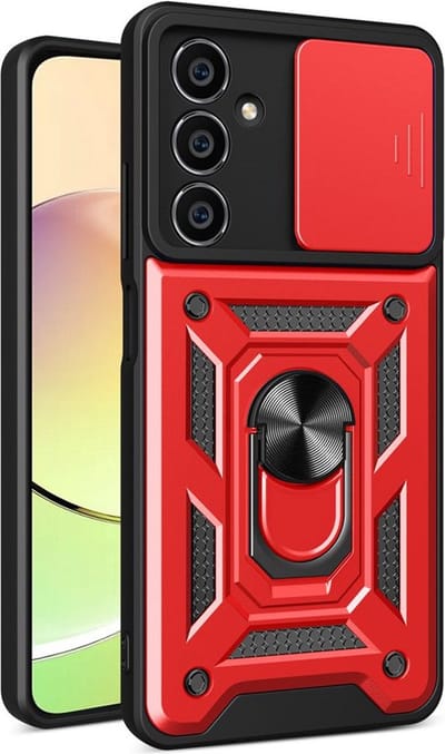 MobyDefend Hoesje - Geschikt voor Samsung Galaxy S23 FE - Pantsercase Met Draaibare Ring - Rood