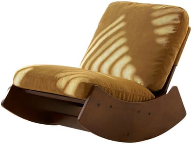 Comfortabele schommelstoel - Oranje corduroy zweefstoel - Ergonomisch ontwerp - Massief houten frame - Woonkamer en babykamer - 90x61,5x71,9cm - Oranje
