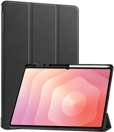 Hoes - Geschikt voor Samsung Galaxy Tab S11 Ultra - Dun & Stevig - Trifold Bookcase - Hard Cover Case - Met Uitsparing Geschikt voor S Pen - Hardcover Book - Tablet Hoesje - Zwart