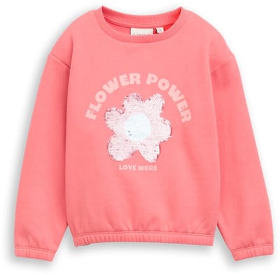 Tom Tailor - Cropped sweatshirt met omkeerbare pailletten - Maat 104/110 - pink dream