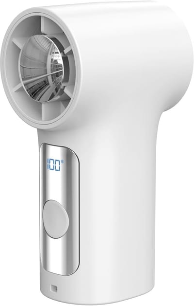 Handventilator, draagbare mini-USB-ventilator, krachtige ventilator op batterijen, maximale snelheid 18000 RPM, 6 windsnelheden, 3000mAh-batterij, oplaadbaar via USB, compact en draagbaar