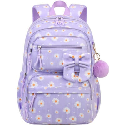 Schattige schooltas voor meisjes kersen strik middelbare scholier rugzak kinderen schoolrugzak Corduroy boekenrugzak tiener dagrugzak white