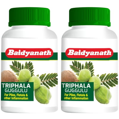 Baidyanath Triphala Guggulu Comprimés Lot de 2 | Mélange d'Herbes Ayurvédiques pour le Bien-être Digestif Quotidien et l'Équilibre Interne | 80 Comprimés