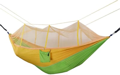 Hangmat Stoel - Schommelstoel Buiten - Ontspannen Buiten - Boomvriendelijke Bandjes - 260 x 140 cm - Geelgroen