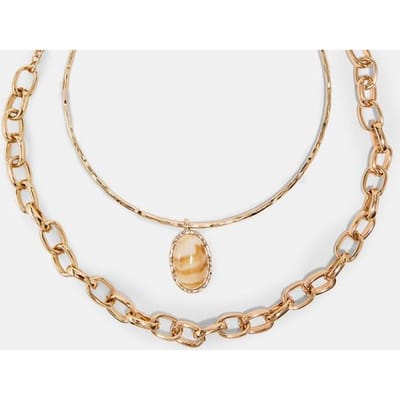 Stradivarius Set van dubbele kettingen met hanger  Goud OS