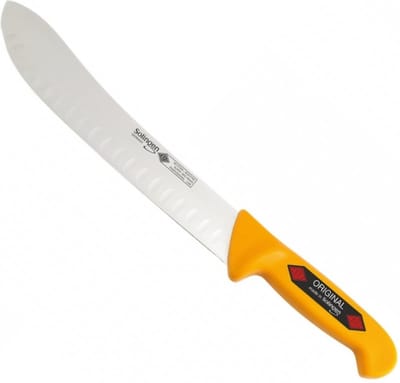 Eikaso Solingen Slagersmes met Bull Nose en Kuilen – Geel Handvat – 26 cm Lemmet – Stijf