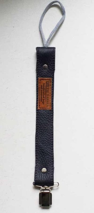 Toetie & Zo Handgemaakte leren Speenkoord, blauw, speenhouder, leder