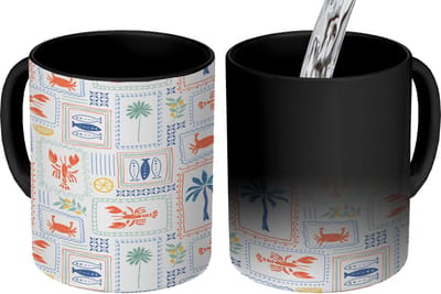 Magische Mok - Foto op Warmte Mokken - Koffiemok - Italiaans - Zee - Sfeer - Krab - Multi - Magic Mok - Beker - 350 ML - Theemok