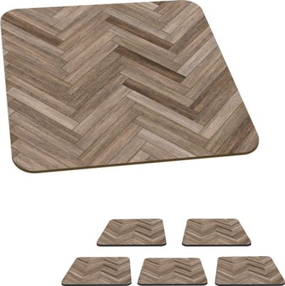 Onderzetters voor glazen - Patronen - Hout - Bruin - 10x10 cm - Glasonderzetters - 6 stuks