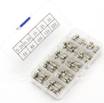 Glazen zekeringen set 100 stuks 10 soorten / HaverCo / 5x20mm Glass Fuse set