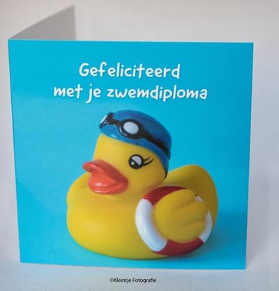 Zwemdiploma Badeendje – Vrolijke felicitatiekaart | Kleintje Fotografie