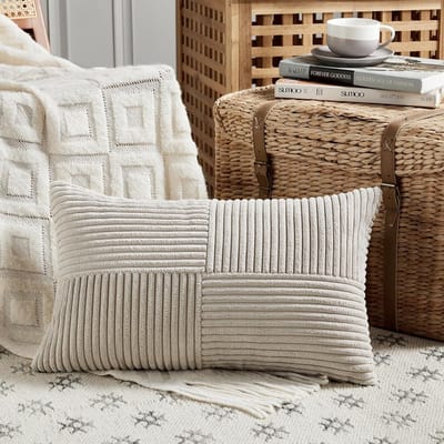 Corduroy Kussenhoes Taupe 35x60 cm Rechthoekig Sierkussen Bank en Woonkamer
