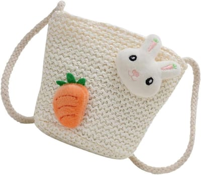 Kinder Strandtas - Kleine Schoudertas - Zomerse Uitjes - Uniek Woven Design - 14 x 12 x 6 cm - Zonnebloem