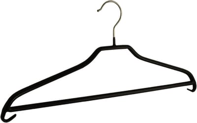 De Kledinghanger Gigant - Kledinghanger - Volwassenen - 8352 - 25 Stuks - Blousehanger - Shirthanger - metaal - Zwart - Anti-slip Coating - Broeklat - 46 cm - Kleerhanger (8352_00/25)